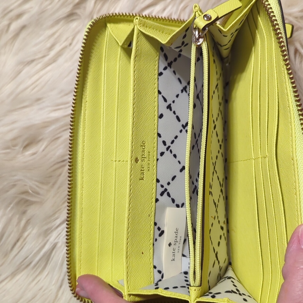 Kate Spade bright yellow zip around wallet - Picture 5 of 7